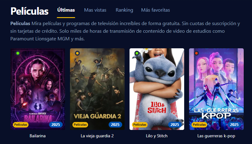 Imagen de Pelisflix donde se ven muchas peliculas y series con estilo retro